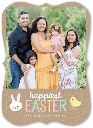 Easter Cards: Happy Doodles Easter Card, Beige, 5X7, Pearl Shimmer Cardstock, Bracket