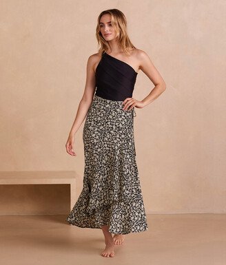 The Silky Luxe Beach to Brunch Wrap Skirt - Vintage Floral in Sea Urchin