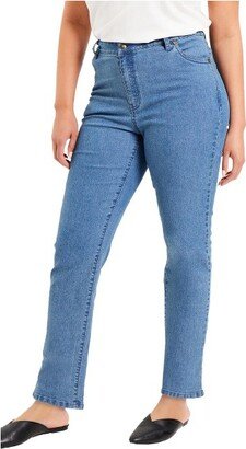 June + Vie by Roaman's Women's Plus Size June Fit Straight-Leg Jeans, 16 W - Medium Wash