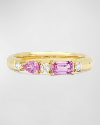 Stevie Wren 14K Gold Sapphire and Diamond Band Ring