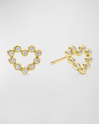18K Gold and Diamond Petite Heart Stud Earrings