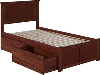 AFI Madison Twin XL Platform Bed with Footboard and 2 Drawers in Walnut