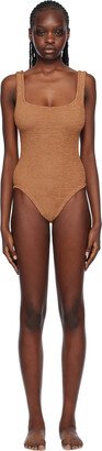 Brown Square Neck Swimsuit