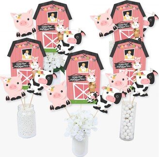 Big Dot Of Happiness Girl Farm Animals - Baby Shower or Birthday Party - Table Toppers - 15 Ct