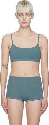 Blue Cotton Jersey Scoop Bralette