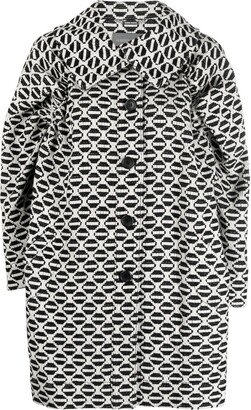 Geometric-Pattern Virgin-Wool Coat