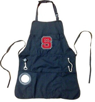 North Carolina State University Black Grill Apron- 26 x 30 Inches Durable Cotton with Tool Pockets and Beverage Holder