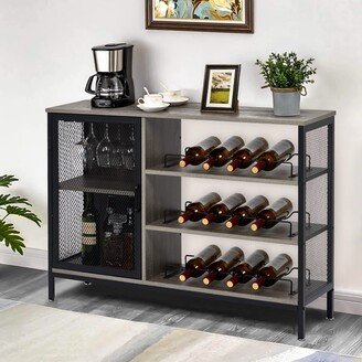 Fashionwu 42 Inches Wine Cabinet with Storage Shelf