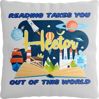Reading Takes You Out Of This World Personalized Nook Decor For Boy, 15.75In X Peach Skin Pillow Cover, With Optional Insert