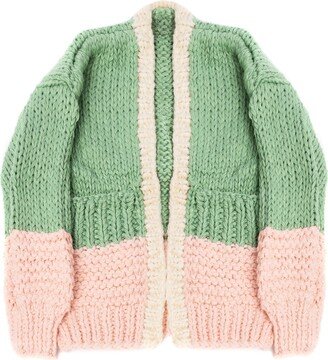 Two-Tone Knit Oversize Cardigan