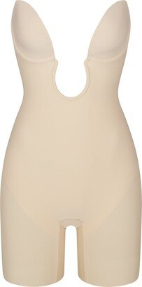 Deep Plunge Shapewear Mid Thigh Bodysuit | Sand