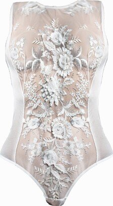 Carol Coelho Twilight Crystal & Bead Hand-Embroidered Bodysuit