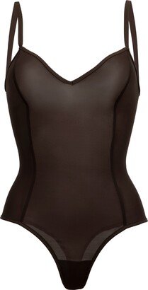 All Mesh Shape Thong Bodysuit - Black