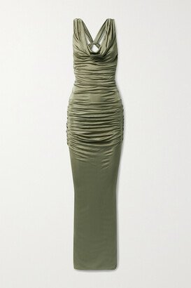 Ina Draped Open-back Satin-jersey Maxi Dress - Green