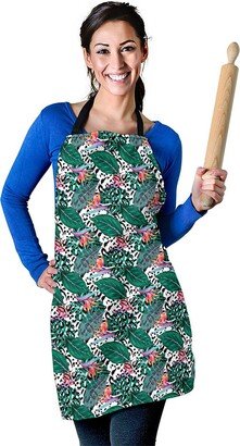 Cheetah Pattern Apron - Bird Of Paradise Flower Printed Custom With Name/Monogram Perfect Gift For Print Lover
