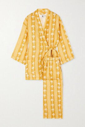 Net Sustain Printed Linen Pajama Set - Yellow-AA