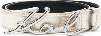 Logo Buckle Leather Belt-AF