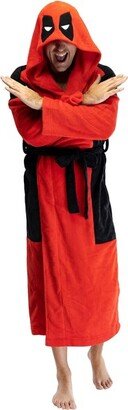 Marvel Deadpool Adult Men's Costume Fleece Robe Bathrobe - Big And Tall Red