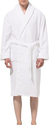 Alpine Swiss Dario Mens Luxury Waffle Knit Cotton Bathrobe Shawl Collar Hotel Spa Robe White XL/XXL