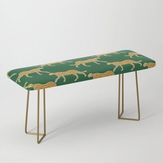 Tropical Animal Print Green Cheetah Illustration Benches