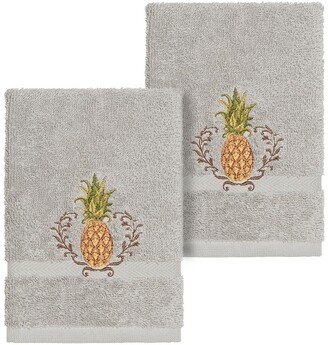 Welcome Embellished Washcloth - Set of 2 - Light Grey