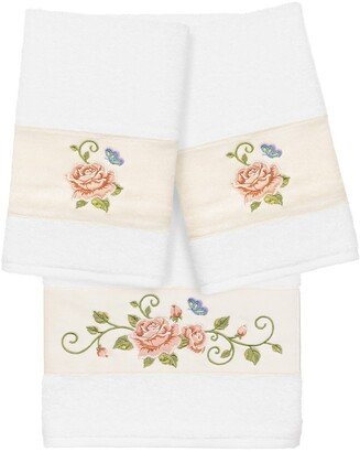 White Rebecca 3-Piece Embellished Towel Set