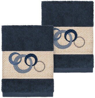 Annabelle Embellished Washcloth - Set of 2 - Midnight Blue