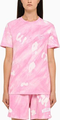 Wellness fuchsia/white crewneck t-shirt