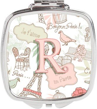 CJ2002-RSCM Letter R Love in Paris Pink Compact Mirror