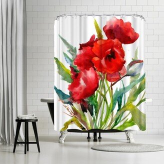 71 x 74 Shower Curtain, Red Poppy Flowers by Suren Nersisyan