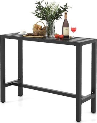 Outdoor Metal Bar Table 48'' Patio Rectangular Counter Height Dining Table Black