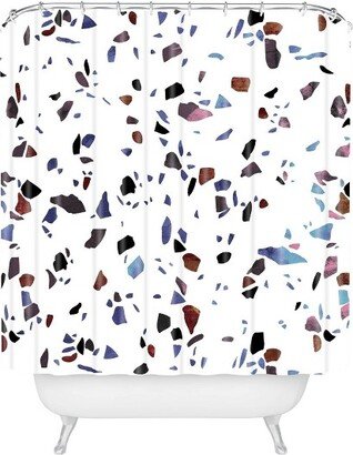 Emanuela Carratoni Autumnal Terrazzo Texture Shower Curtain Blue