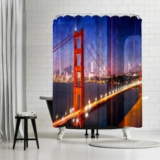 71 x 74 Shower Curtain, City Art Golden Gate Bridge Composing by Melanie Viola