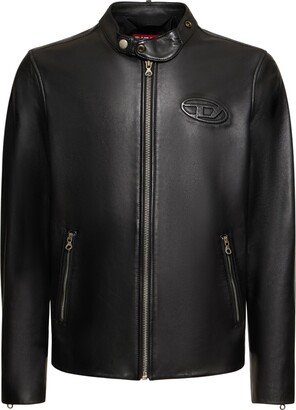 Oval-D debossed leather biker jacket