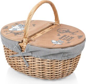 Disney Winnie the Pooh Country Picnic Basket - Blue, White Stripes