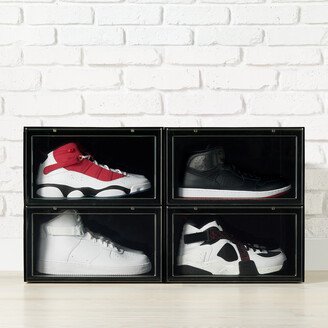 The Case of 4 Tall Side Profile Drop-Front Shoe Box Black