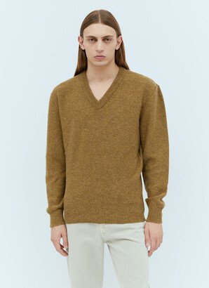 V Neck Wool Sweater - Man Knitwear Brown Xl