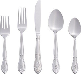 Riverridge Rose 46 Piece Monogrammed Flatware Set - G, Service for 8