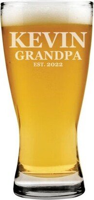 New Grandpa Grandfather Est Beer Glass Pilsner Stein Mug Custom Personalized Engraved Gift
