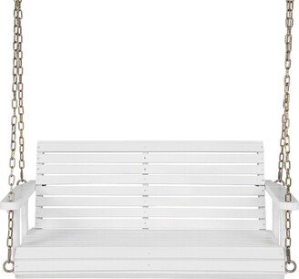 2-Person Wooden Porch Swing with Hanging Chains