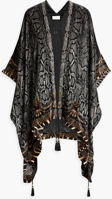 Crystal-embellished velvet kimono