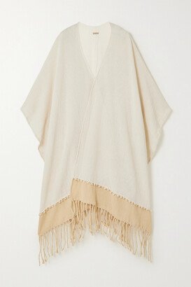 Net Sustain Wanpu Fringed Two-tone Cotton-gauze Coverup - Neutrals