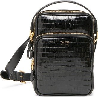 Small Buckley Croc-Embossed Leather Crossbody Bag