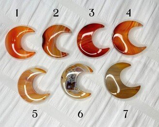 High Grade Carnelian Moons/Hand Crafted Crystal Carvings Aaa Natural You Pick