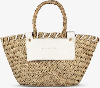 BY Malina Womens White Niki Logo-embossed Straw Basket bag