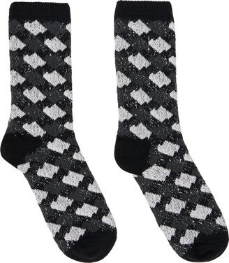 Black & Gray Jacquard Socks