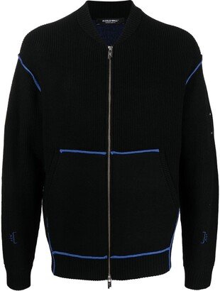 Zip-Front Logo Knitted Jumper