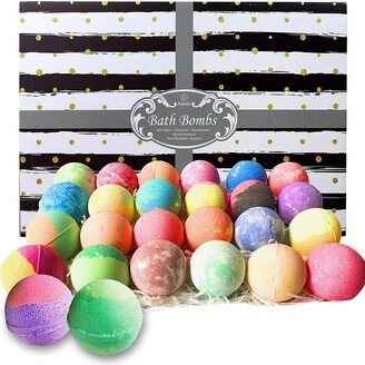 Pure Parker Bath Bombs Gift Set For Women And Men. 24 Luxury Bath Bombs Individually Wrapped Bulk Box By Purelis