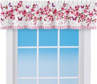 Collections Etc Cherry Blossoms and Butterflies Printed Window Valance