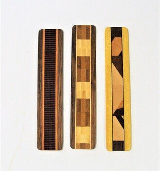 Set Of Three Bookmarks Made Exotic Woods-AA